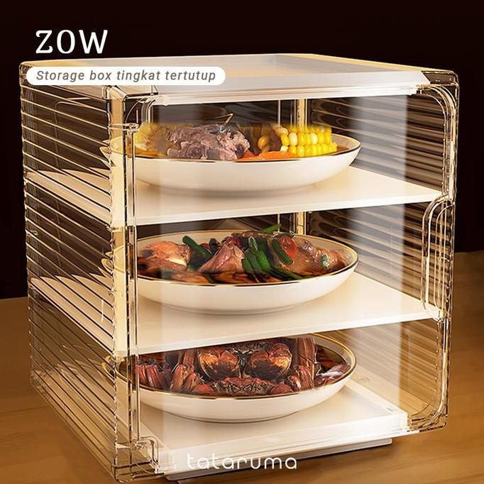 ZOW - Food Storage Tertutup Tempat Sayuran Lauk Tingkat Susun Bebas Debu Hemat Tempat TA