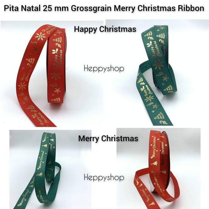 

monggo] Pita Natal 25 mm Grossgrain Merry Christmas Ribbon (Per Meter)