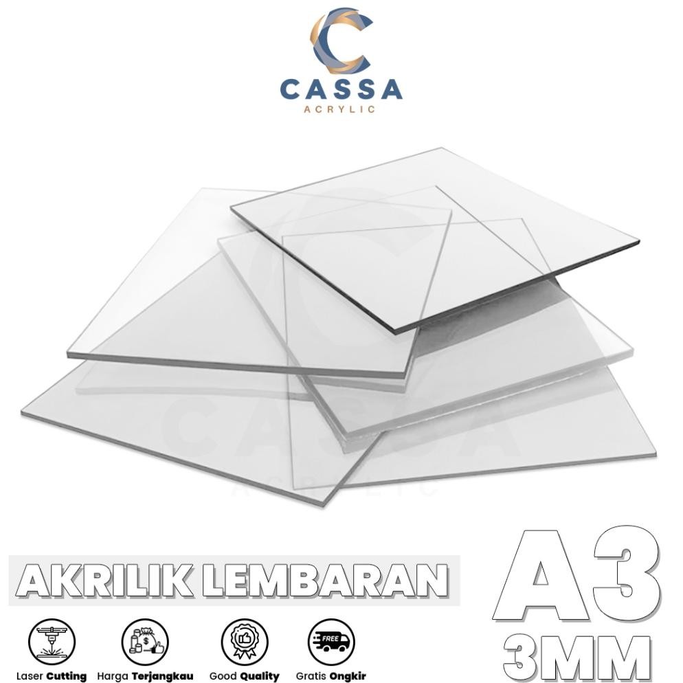 

Readyy!! Akrilik Lembaran Bening Hitam Putih A3 3mm / Acrylic Sheet Clear Transparant