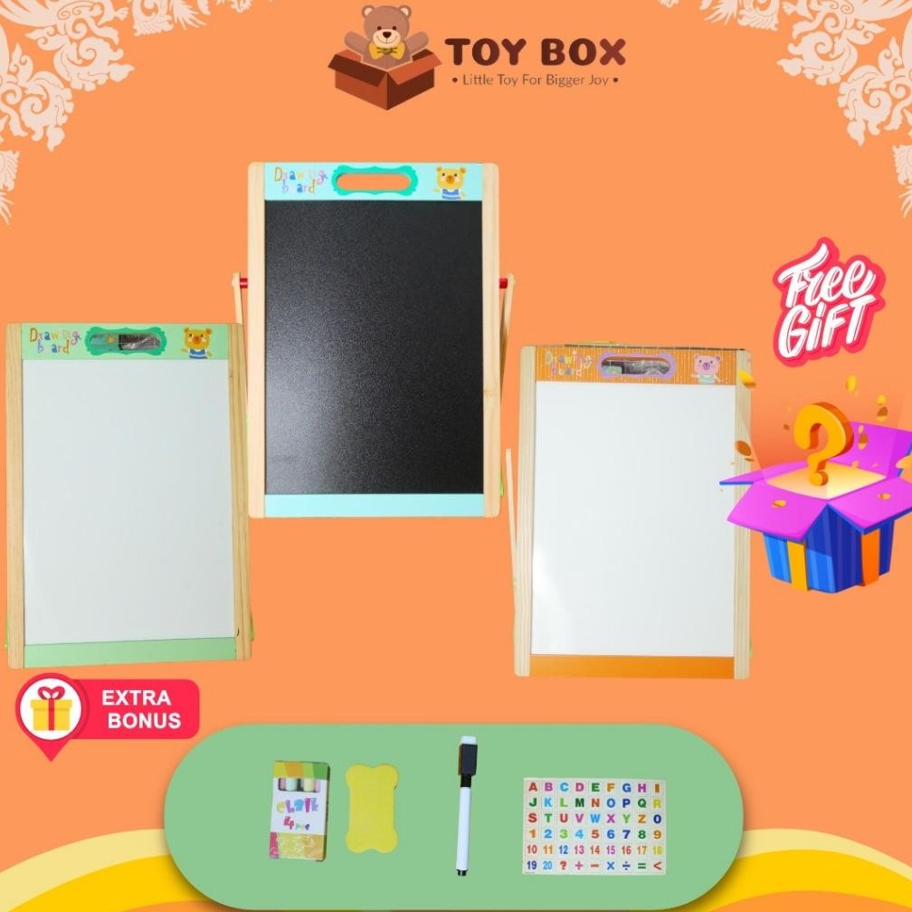 

Readyy!! Mainan 2in1 Papan Tulis ( Black dan Whiteboard ) Menggambar / Menulis Anak - Mainan Belajar Edukasi Drawing Board 2 in 1