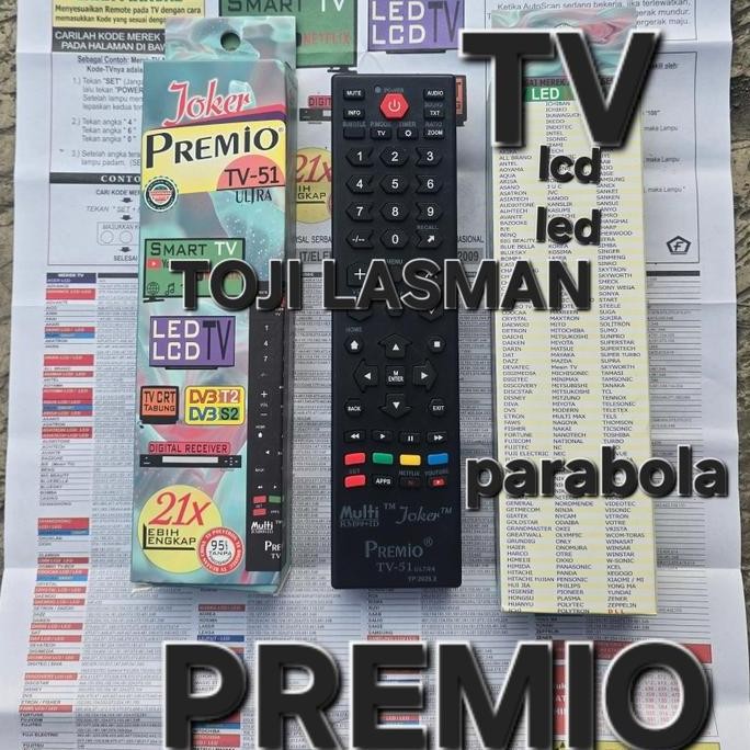 ( REMOTE TV UNIVERSAL JOKER PREMIO ) REMOT KONTROL CONTROL TV LED LCD RECEIVER PARABOLA MULTI UMUM U