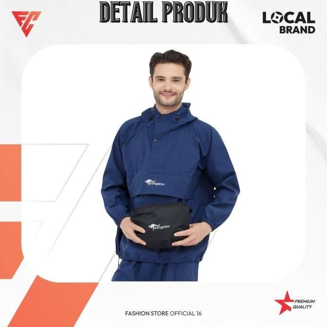Jaket Jas Hujan Pria Wanita Setelan Kangaroo Waterproof Premium