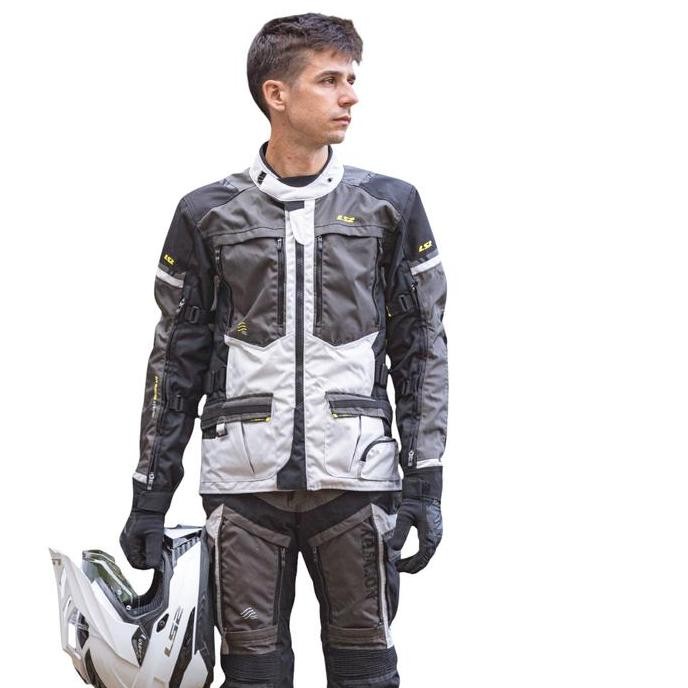 Jaket Adventure Waterproof LS2 Norway Man Jacket Black Grey yellow