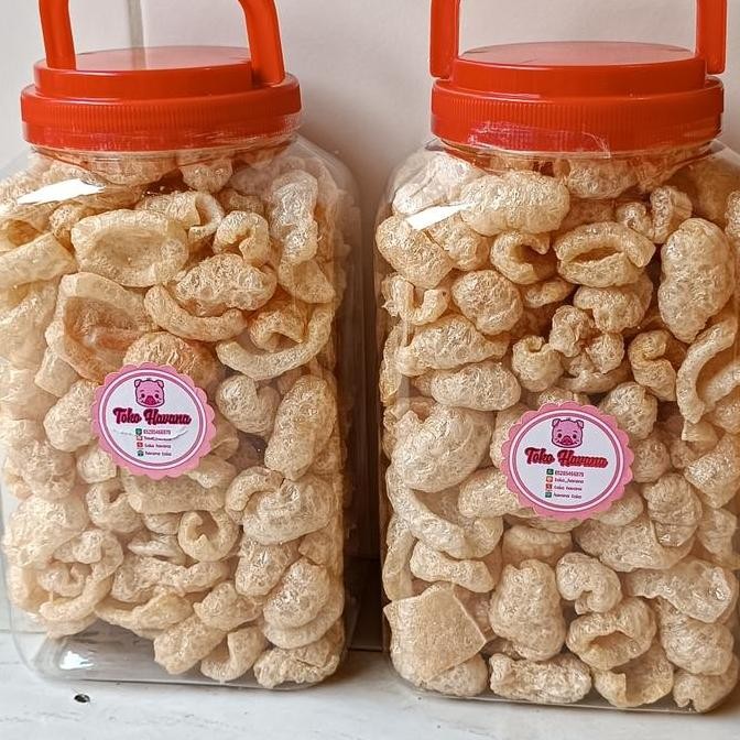 

Kerupuk Kulit Babi Kerubi Garing Gurih Renyah Kerupuk B2 Toples 4Liter #Gratisongkir