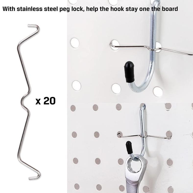 80pcs/Set Pegboard Hook Kit Triangle Hook Ram Pegboard Aksesoris Cantolan Pegboard Pengait Pegboard 
