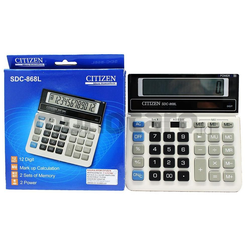 

Readyy!! Kalkulator CITIZEN SDC 868 L Kalkulator 12 Digit Sudah Termasuk Baterai