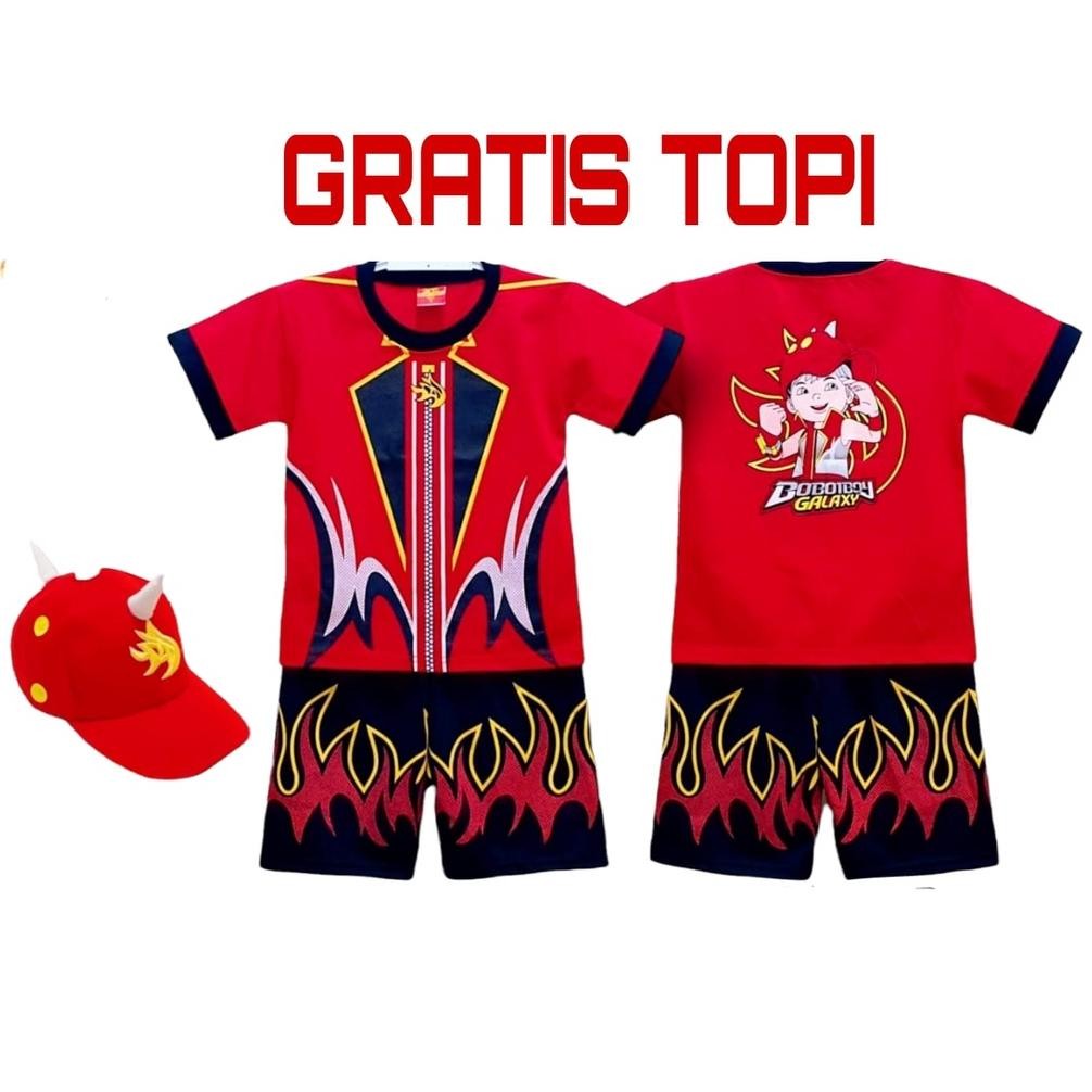 Recomend BAJU SETELAN ANAK LAKI-LAKI BOBOIBOY API SET TOPI TERBARU / BAJU BOBOIBOY ANAK LAKI-LAKI FR