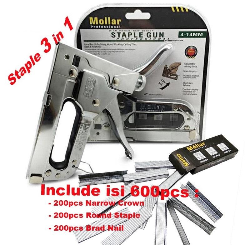 

New Gun Tacker Alat Staples dan Paku Tembak 3in1 / Staple Gun Mollar 4-14mm / Stapler Tembak Manual