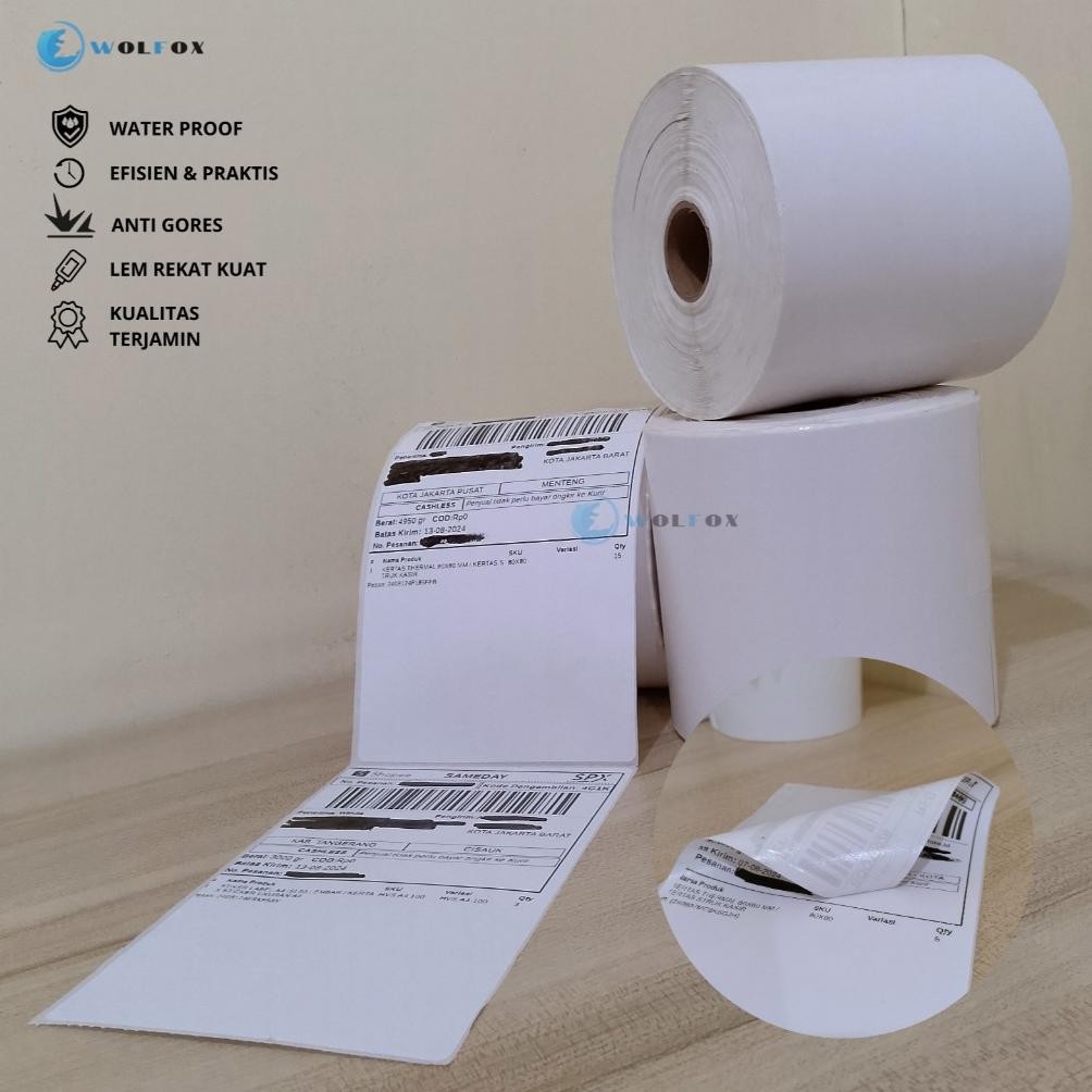 

Hot - KERTAS THERMAL LABEL STICKER UKURAN A6 100X150
