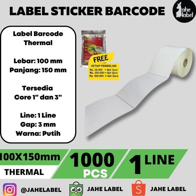 

Baru Label Thermal 100X150Mm Direct - Sticker Shipping 1000Pcs Roll