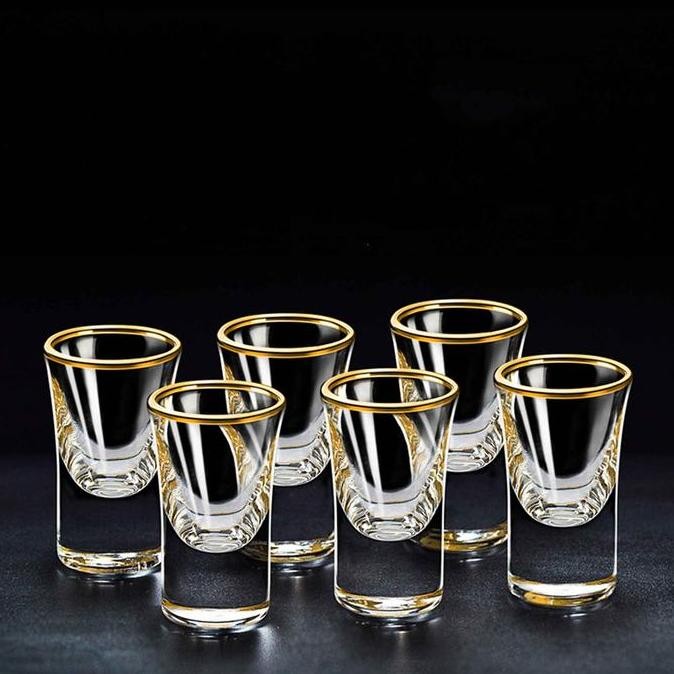 Original Gelas Mini Wine Kaca Tebal | Souvenir Cup Unik Mulut Kecil