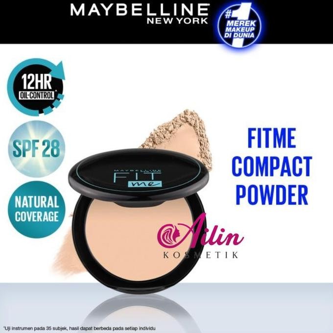 Asli Maybelline Fit Me Matte+Poreless Powder 12H SPF28 Bedak Padat Oil Control Shopee