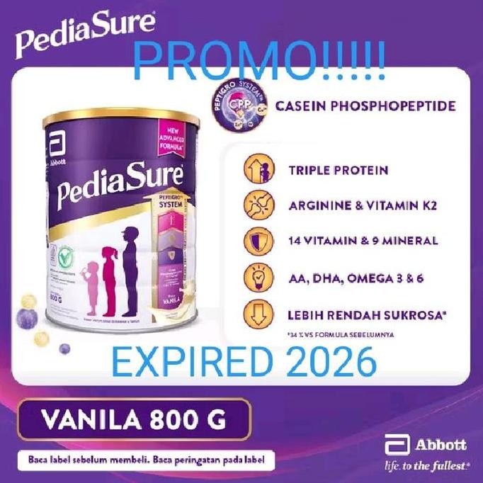 

terbaru pediasure vanila 800gr - susu pertumbuhan anak 1-10 tahun lengkap nutrisi