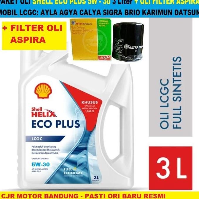 SALE PAKET GANTI OLI SHELL HELIX ECO 5W-30 MOBIL AYLA AGYA CALYA SIGRA
