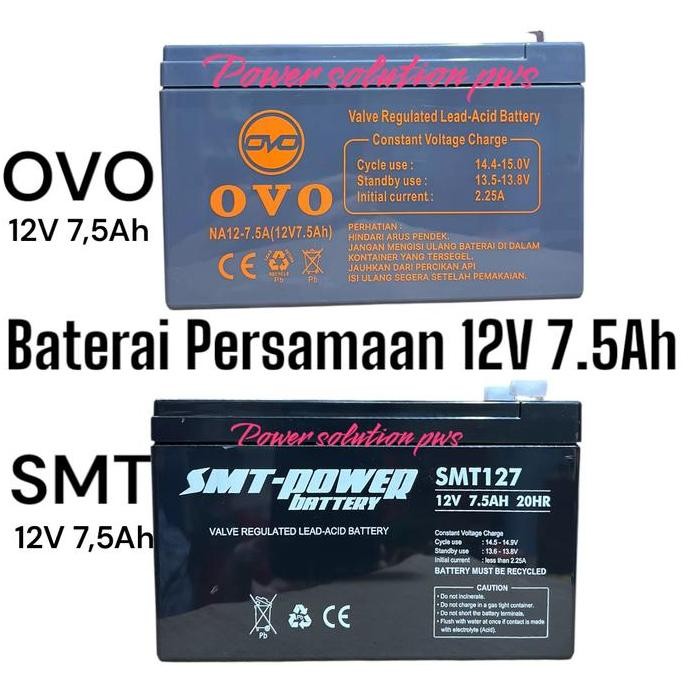 Accu Aki Baterai Kering Ups Vmp 12V 7 Persamaan Ical Ip 1275 12V 7,5Ah