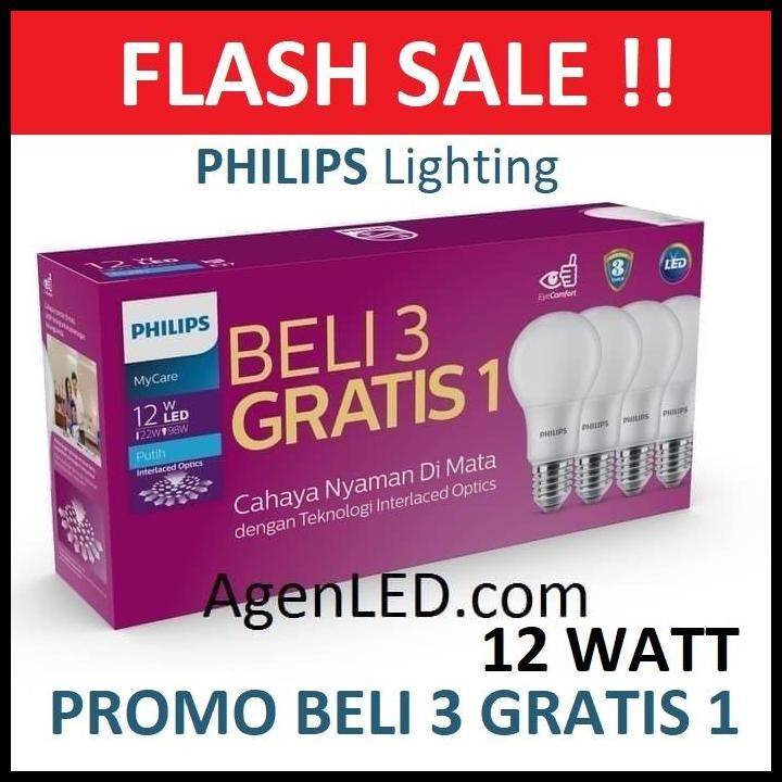 Terlaris Philips Lampu Led 12W Bohlam 12 W Watt Putih Bulb Philip 12Watt Mycare Good Quality