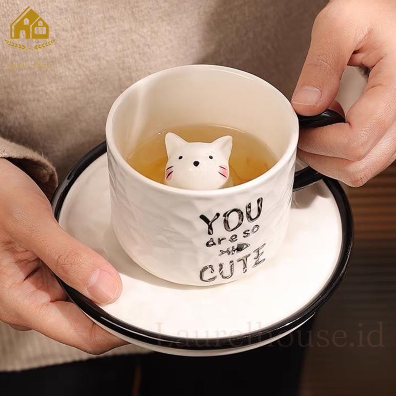 Murah Cat Mug Kucing Lucu Aesthetic  Hadiah Cute Gelas