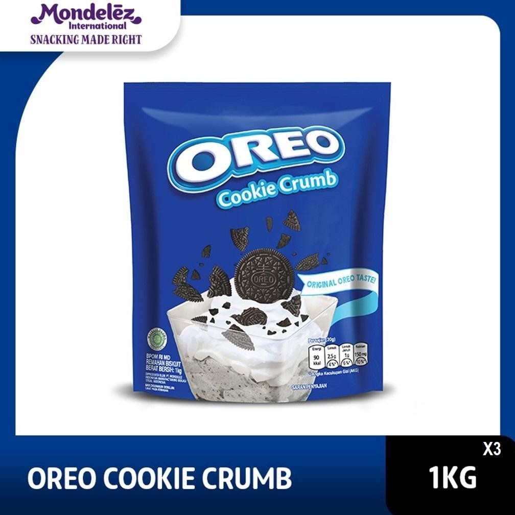 

Oreo Biskuit Cookie Crumb Pouch 1kg x3, Untuk memasak Kue dan Roti dengan mudah