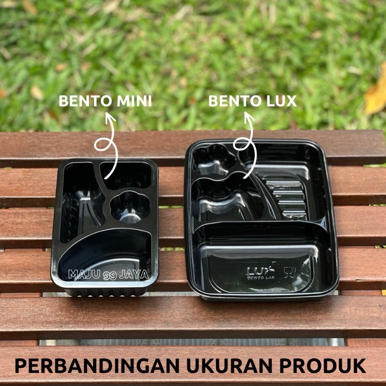 Mika Bento Mini (S) Tempat Makan Lunch Box Bento Hitam + Tutup Food Grade | Box Bento Sekat 4 Ukuran