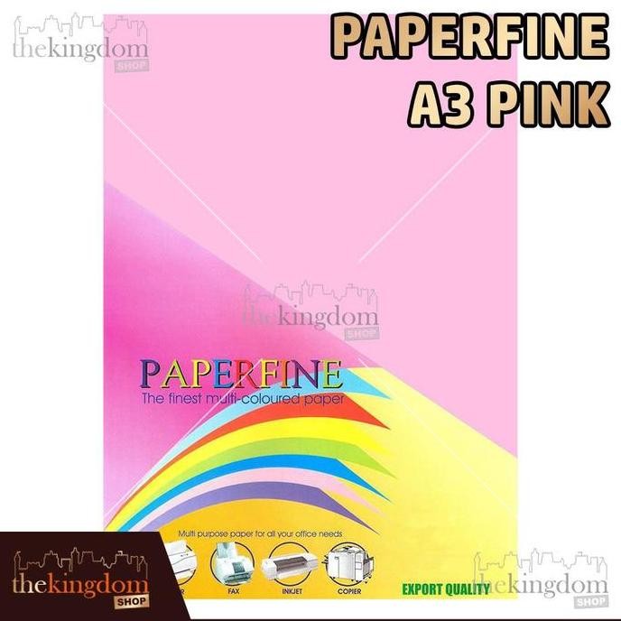 

NEW Paperfine Kertas HVS Warna A3 Pink / Isi 500 Lembar 170