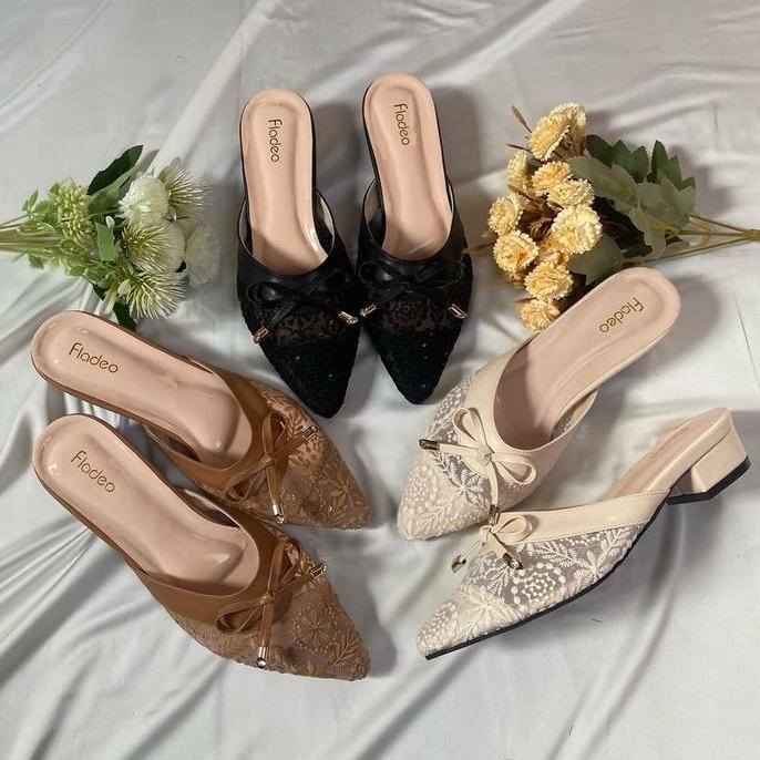 Fladeo Bustong Brukat 3 cm sendal pesta Wanita