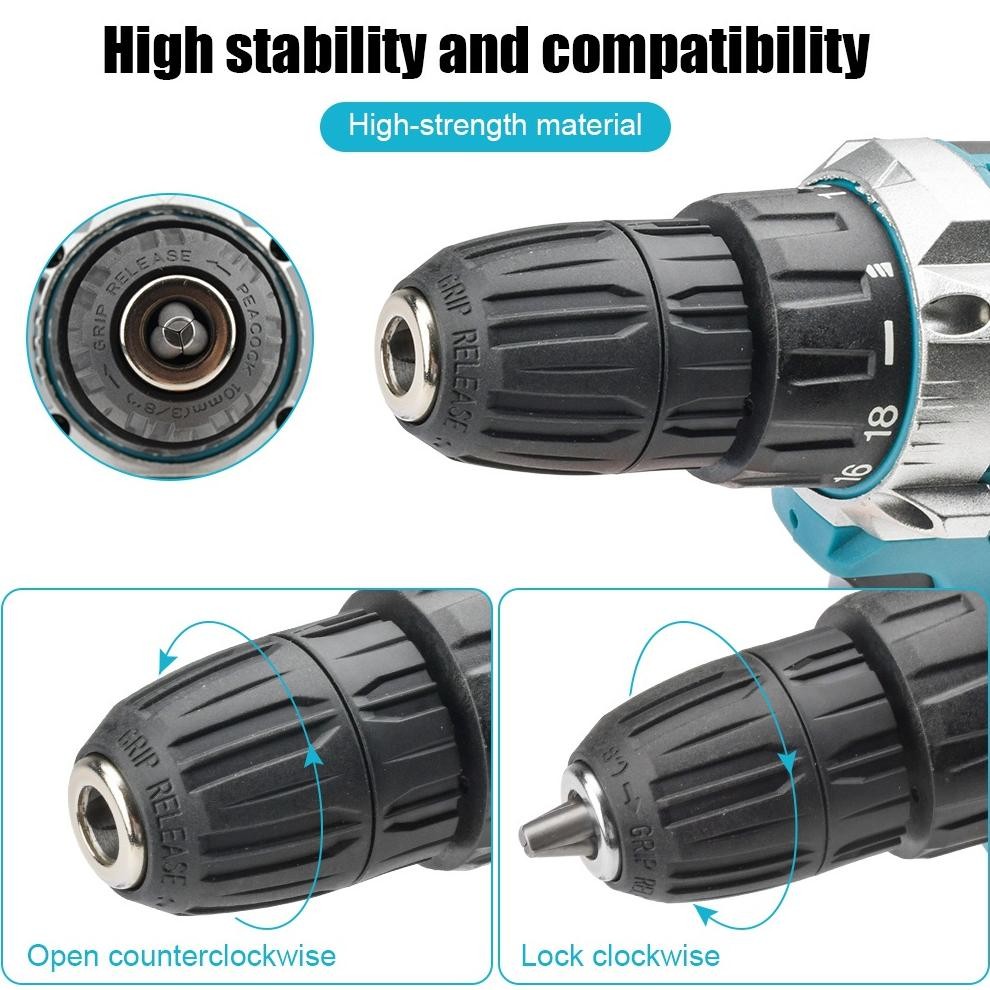 MAKITA Bor listrik tanpa kabel 36V Bor tangan listrik Set alat bor dua kecepatan Alat obeng tugas be