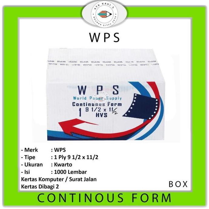 

[KHUSU GOSEND] WPS Continous Form 91/2 x 11 ( 1Ply ) K1/2 Hvs