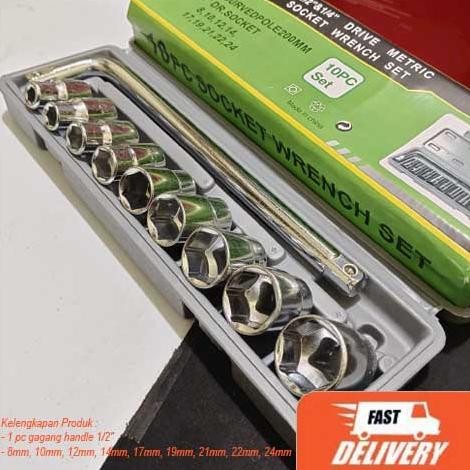 Kunci Shock Sock Sok Set 10 Pcs 8-24 mm Victory ( Ready Cod ) Kunci 1set lengkap / Kunci t 1 set len