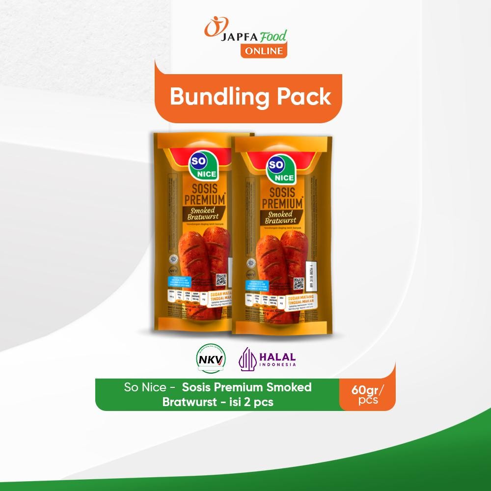 

So Nice Sosis Premium Smoked Bratwurst 60gr - Isi 2 pcs