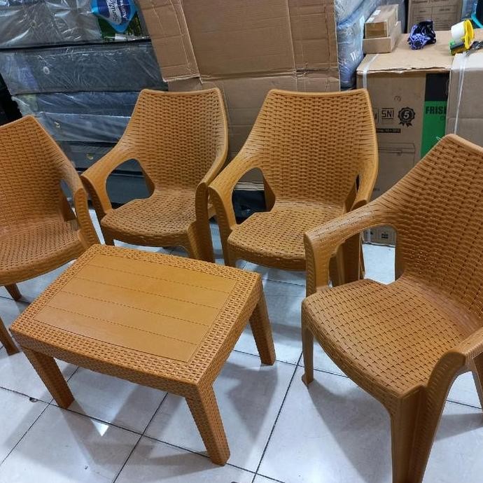 [Instan] Kursi Tamu Olymplast 508, 4 Kursi 508 Dan 1 Meja Ostr / Kursi Plastik / Kursi Anyam Seo