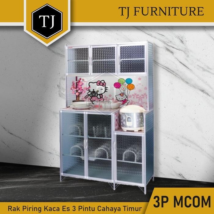 Cahaya Timur Rak Piring / Lemari Dapur 3 Pintu Kaca Es - 3P Mcom