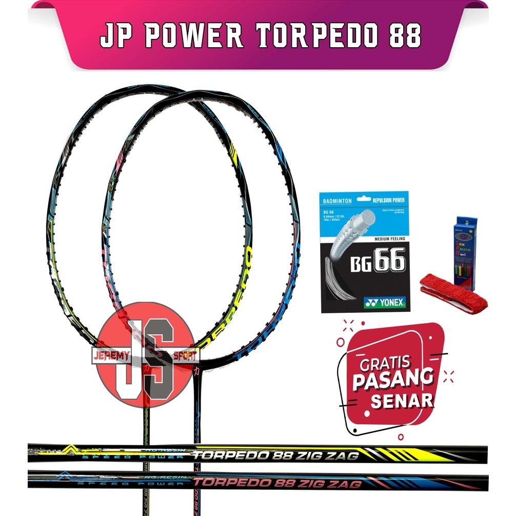 Raket Badminton - Bulutangkis JP Power Torpedo 88 Zig Zag Original 35 LBS Nugi