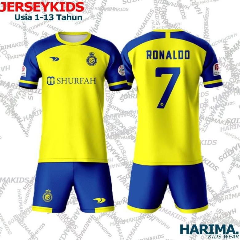 Baju bola Anak laki laki Ronaldo Al NASR ARAB Nugi