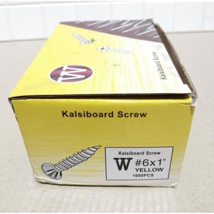 1dus sekrup kuning kalsi GRC 1' wowo calsiboard 6x1 2.5cm isi 1000bj