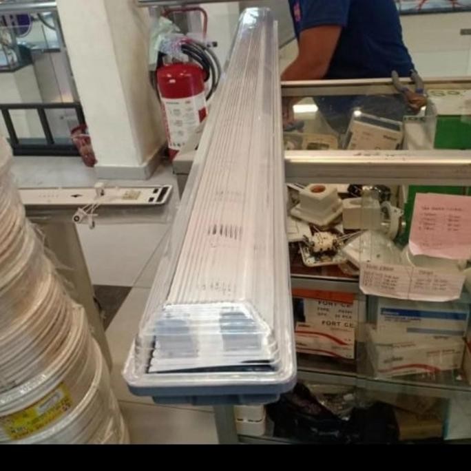 Kap Lampu Tl Water Proof 2X36 Watt + Lampu Led Philips Siap Pakai