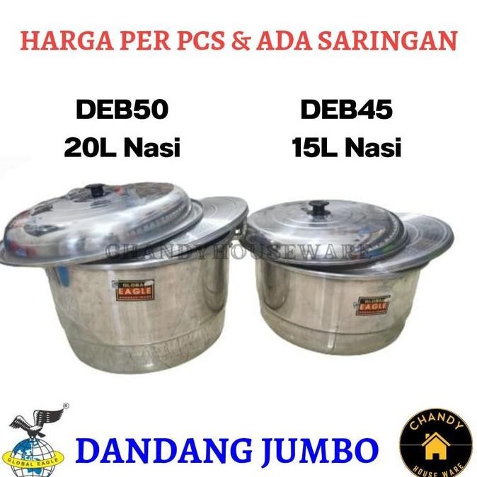 Panci Kukus Aluminium Global Eagle Jumbo Dandang Masak Nasi Langseng ukuran 45 50 Kitchenware