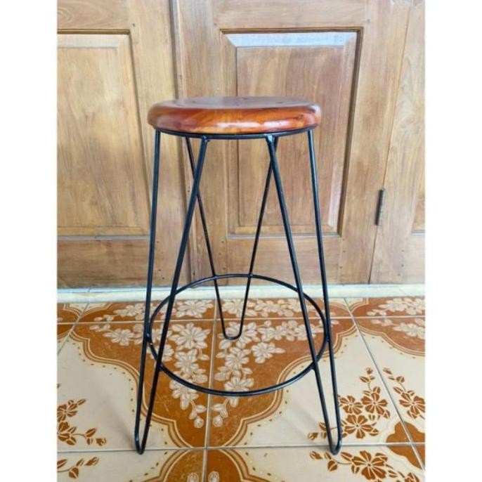 Rcc / Kursi Cafe / Kursi Bar / Kursi Bakso / Bangku Besi Kayu - Tinggi 50Cm Furniture Seo