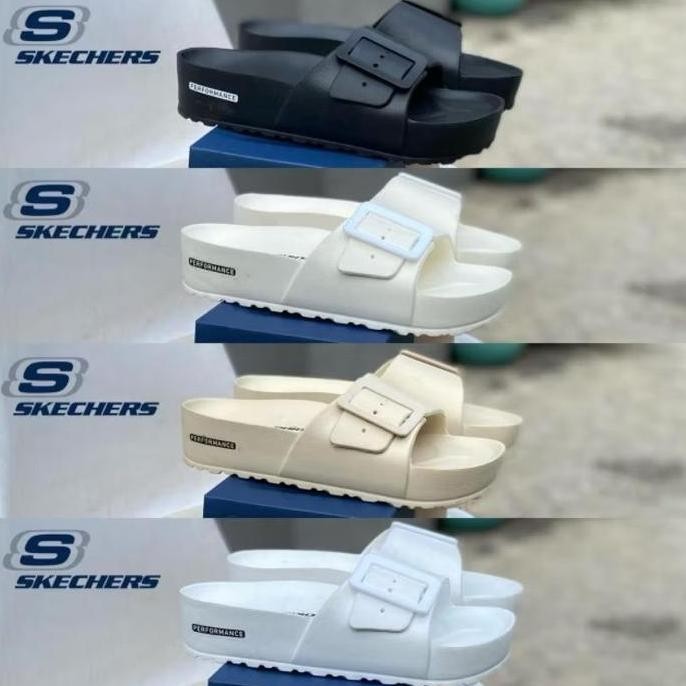 SANDAL WANITA SKECHERS CREAM SANDAL PEREMPUAN SKECHER ORIGINAL SANDAL PCEWE KARET TERBARU SKECHERS