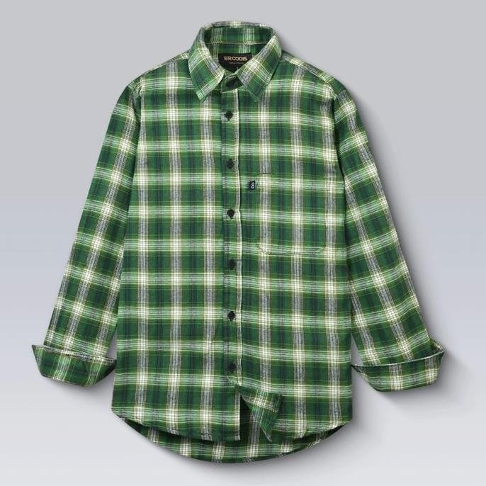 Murah Broodis Flanel Kemeja Pria Motif Terbaru Green Rabat