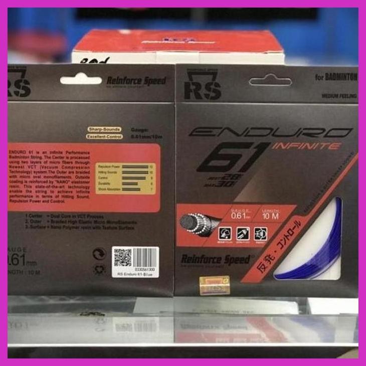 (OLAHRAGA) SENAR RAKET BADMINTON RS ENDURO 61 ORIGINAL PACKING AMAN