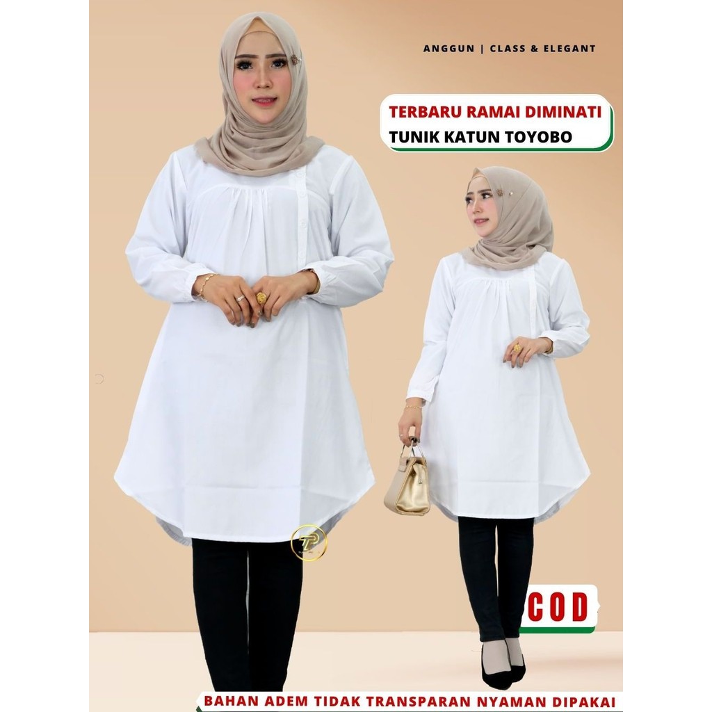 Baju Atasan Tunik Tunic Polos Wanita Remaja Bahan Katun Toyobo Premium Busui Kancing Depan A8