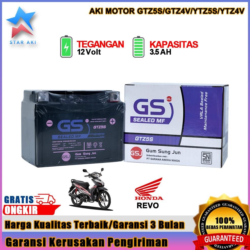 ''Terlaris" Aki Motor Honda Revo Revo Fit Aki Kering Accu Kering Mf Gtzs Murah