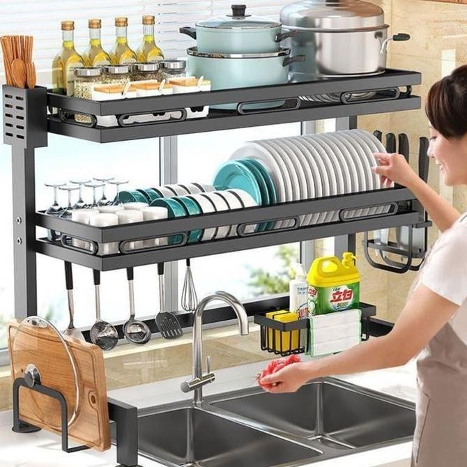 Etife Sink Rak /Rak Piring Wastafel /Rak Piring Tertutup Rak Piring Wastafel Stainless Steel / Rak D