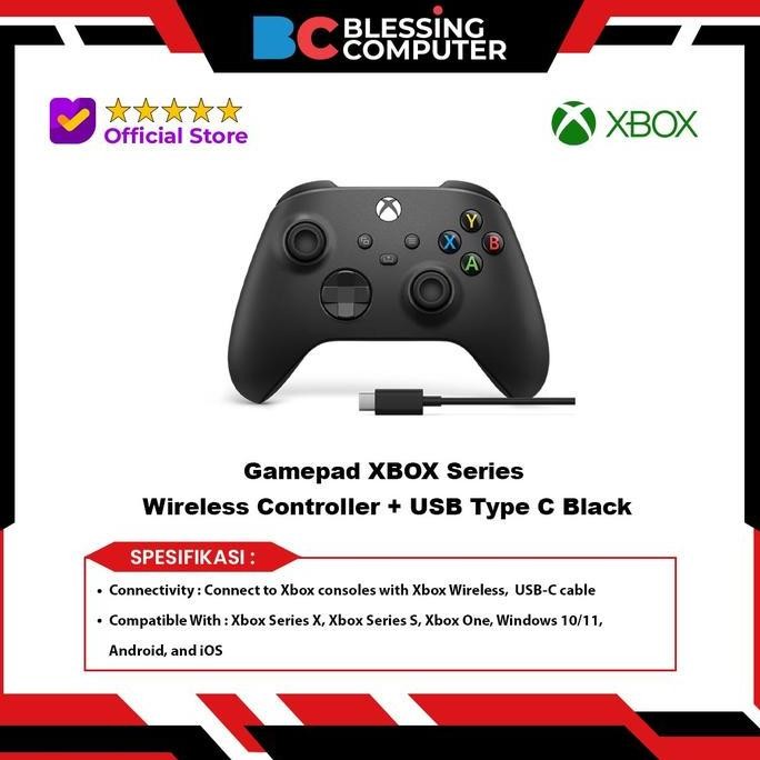 GAMEPAD XBOX SERIES WIRELESS CONTROLLER + USB TYPE C BLACK ORIGINAL DAN TERPERCAYA