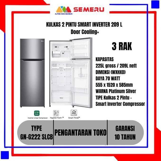 ```````] KULKAS 2 PINTU LG INVERTER GARANSI RESMI TANPA BUNGA ES FREE PENGANTARAN TOKO AREA MAKASSAR