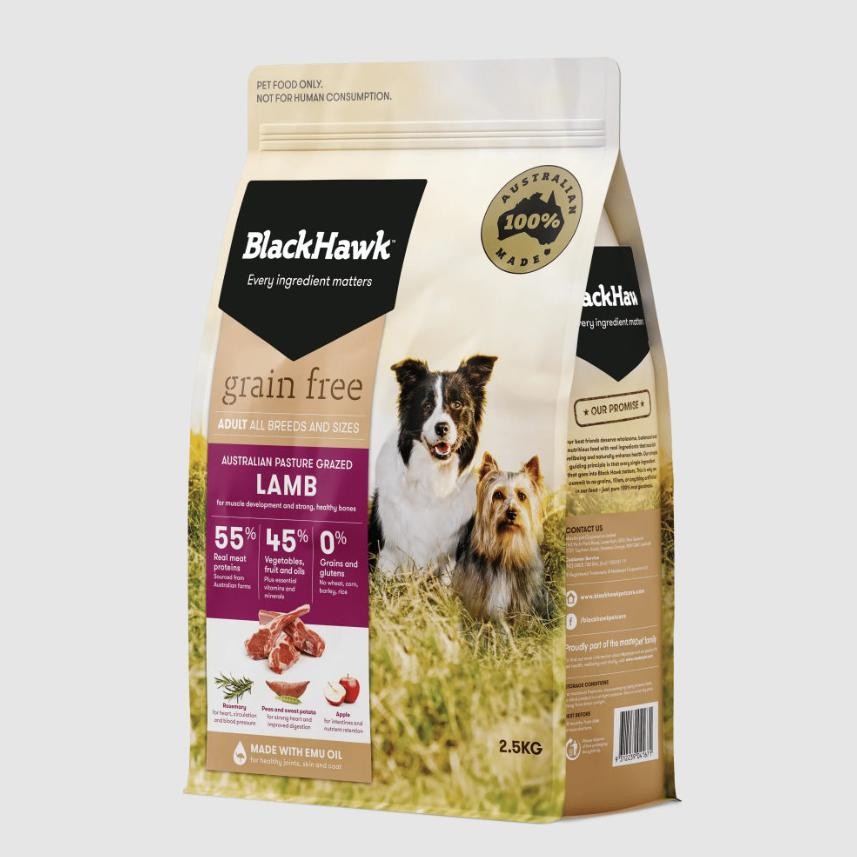 [SUNNYPAWS] BLACKHAWK Grain Free Lamb 2.5 KG Adult Dry Dog Food Makanan Anjing Kering Black Hawk Gra