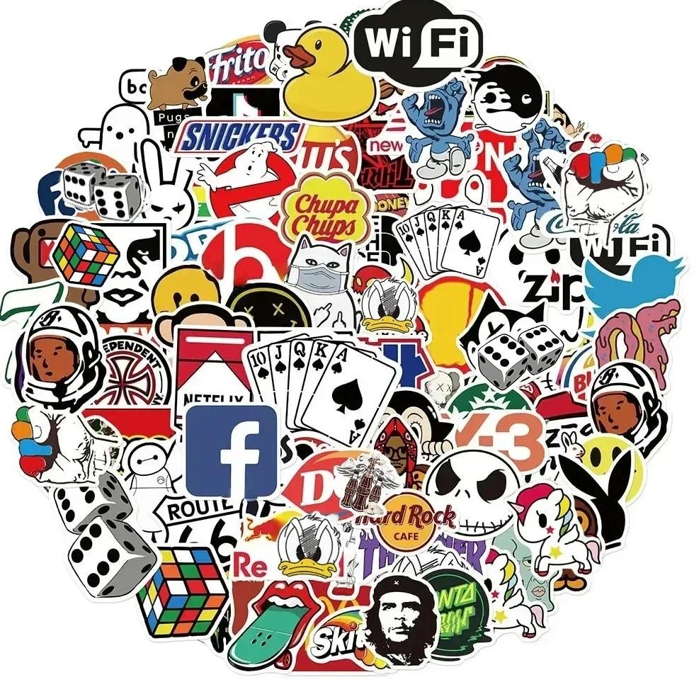 

10/53/106Pcs Cool Fashion Brand Logo Stickers Diy Skateboard Laptop Luggage Bike Motorcycle Phone Car Sticker Decals