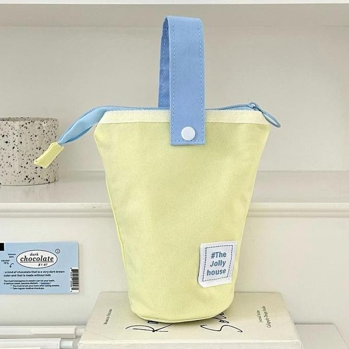 

Baru Tas Pensil Korea Estetik Pastel - Pouch Makeup Handle Minimalis Aesthetic Soft Color