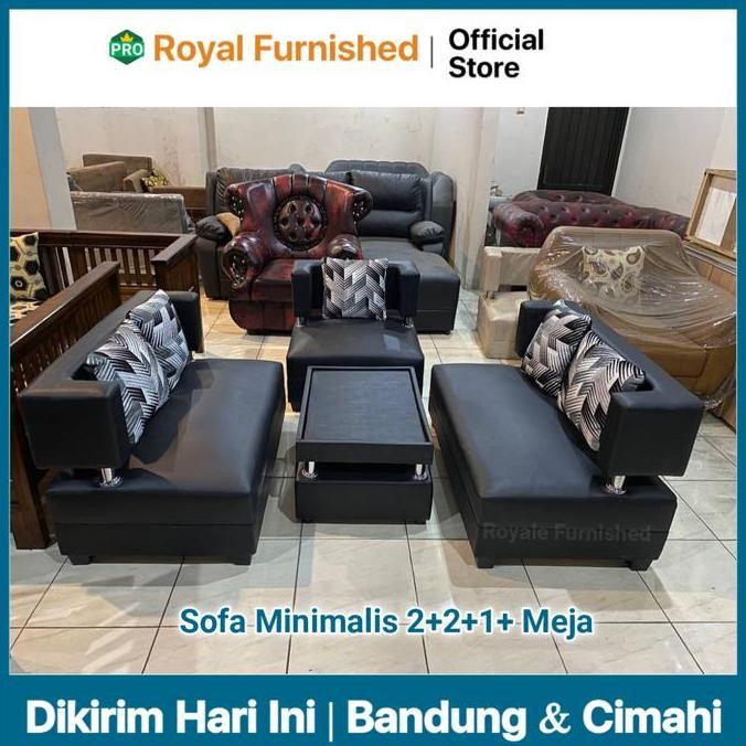 Sofa Minimalis 221 Set Jasmine Tiger Oscar Hitam Seo