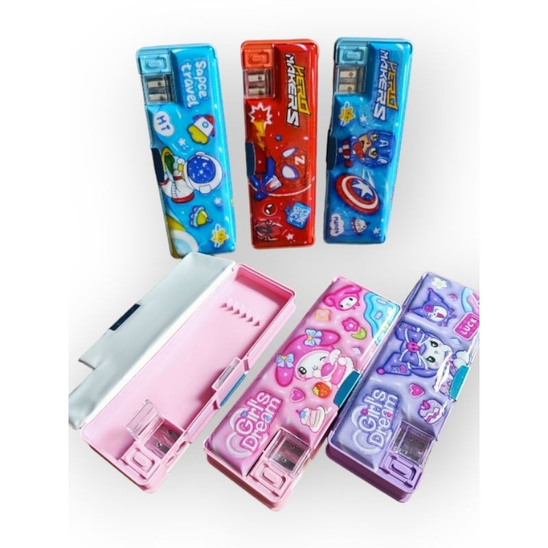 

tempat/kotak pensil/tepak/pencil case magnet + rautan fancy bolak balik KT 9801